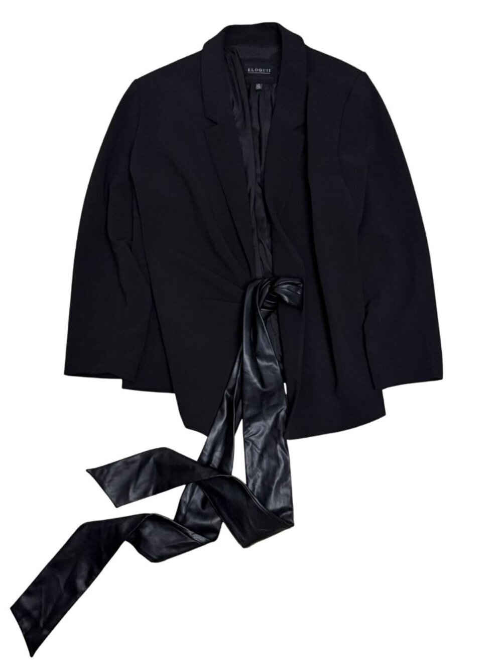 ELOQUII Blazer Luxury Business Casual Formal Faux Leather Tie Jacket Womens 2XL